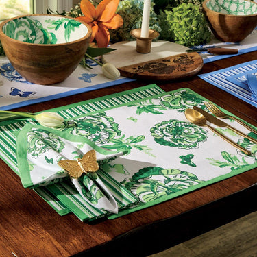 Patricia Heaton Home Florals And Flitters Reversible Placemat Green Set of 12 Park Designs - The Fox Decor